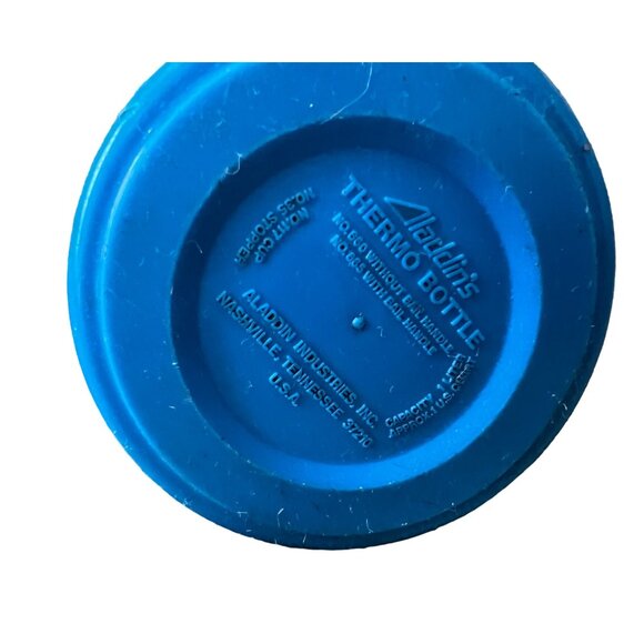 Vintage Aladdin 1 Liter Thermos Blue & White Plastic with Cup and Closure - Picture 8 of 10